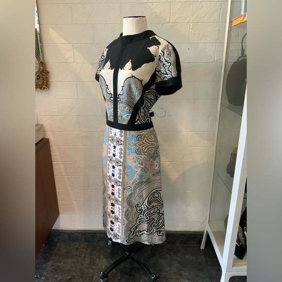 Etro Black and Blue Paisley Dress - Picture 7 of 13